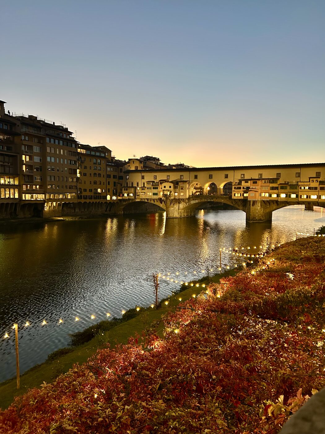 Ponte Vecchio in Florence at dusk