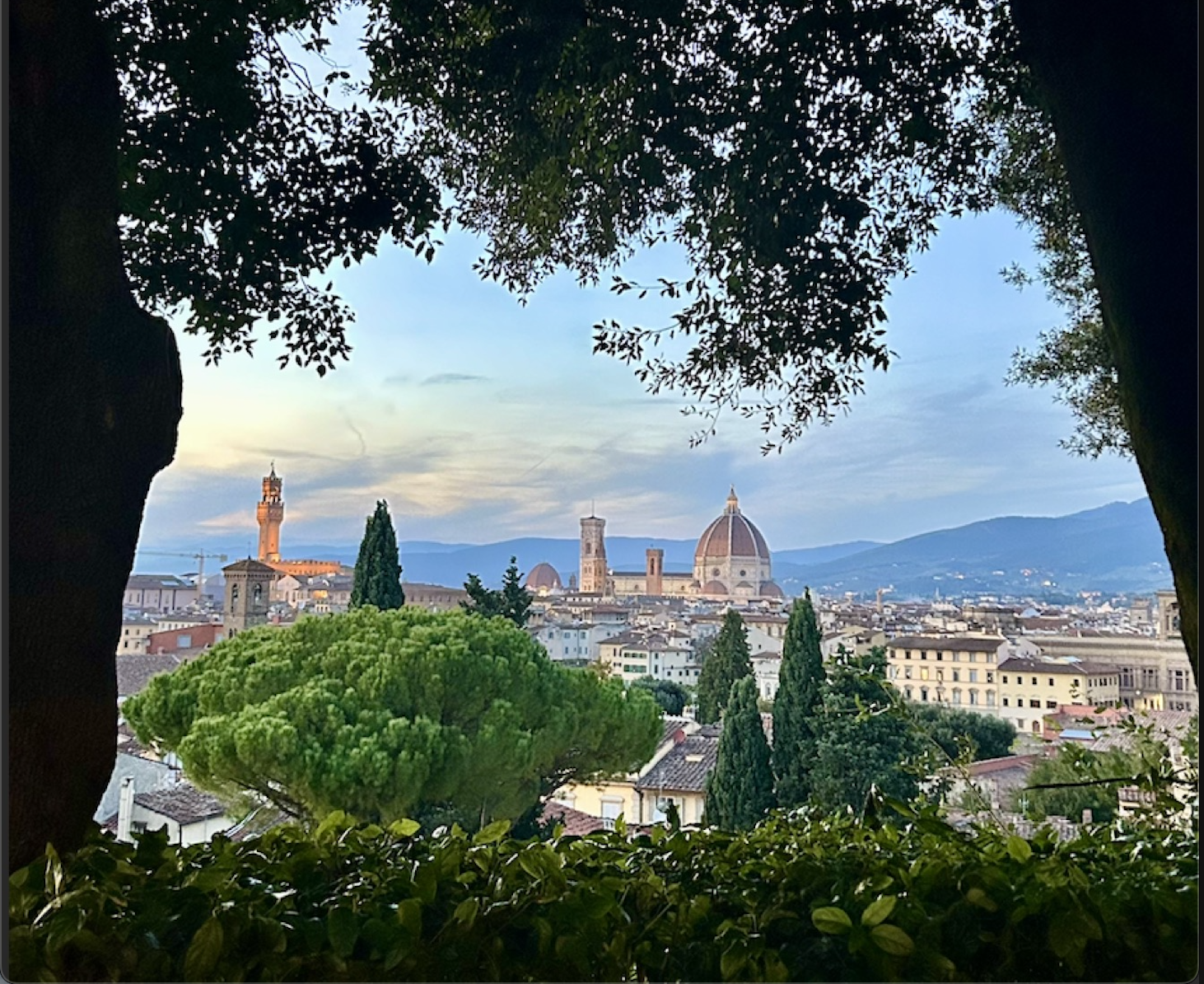 Florence skyline with the Duomo at sunset